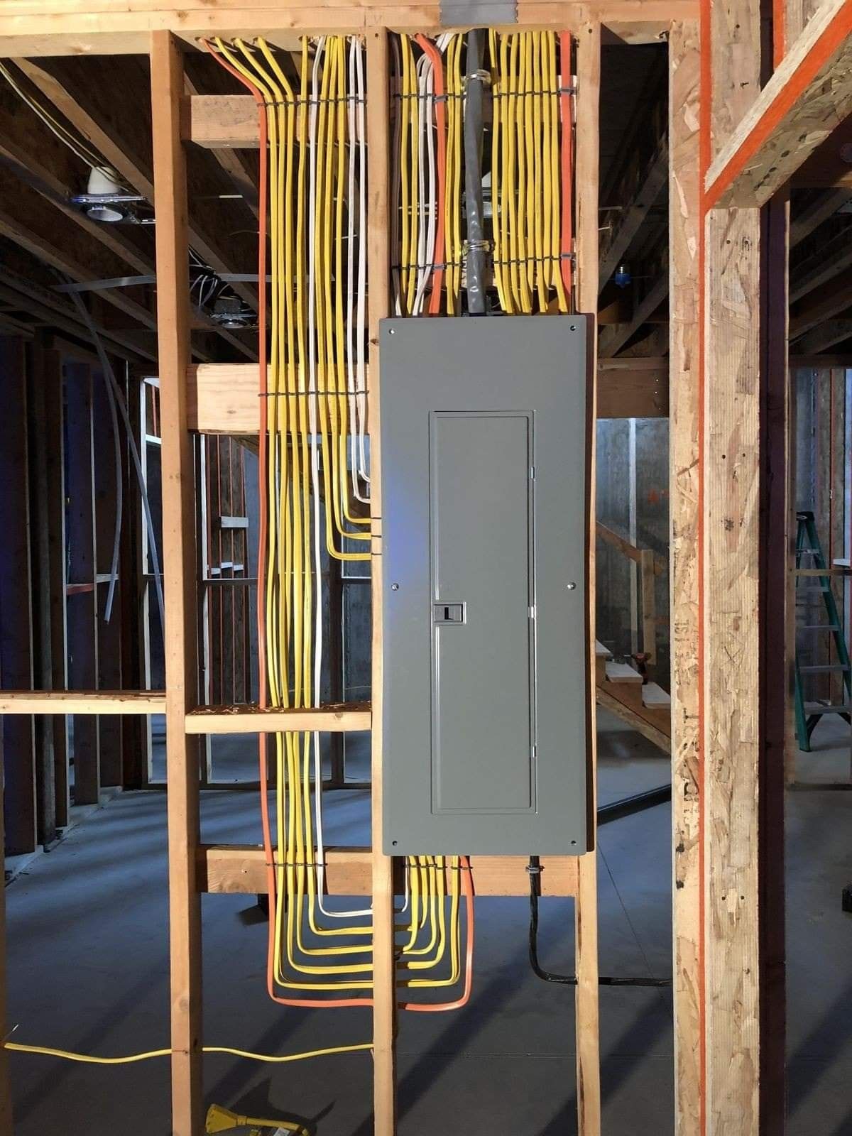 Electrical rough-in wiring in a Calgary new construction project by Grand Star Electric